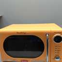 Nostalgia Countertop Microwave Oven with Easy Clean Interior- Retro Microwave with LED Display & Child Lock- Compact 0.7 Cu. Ft Oven With 12 Pre-Programmed Settings for any kitchen-700-Watts-Orange