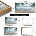 Framed Tropical Beach Wall Art - Ocean Waves Canvas Pictures Coastal Blue Sky and Sea Print Seaside Palm Tree Leaves Scene Painting Artwork Living Room Bedroom Office Home Decor 20" x 40"