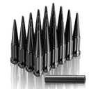Wheel Spike Lug Nuts, M14x1.5 Conical Bulge Seat, Closed End Spiked Lug Nuts with Socket Key, Fits Silverado Sierra 2500 3500, F250 F350 Aftermarket Wheels- 24 Pack (Black)