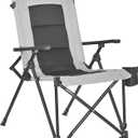 SUNNYFEEL Ergonomic High Back Camp Chair - 500lbs Heavy Duty Folding Chair, UV-Resistant Portable Camp Chair with Hard Armrests, Cup Holder Bag for Outdoor, Basebal, Travel, Sports, Hiking, Fishing (Oxford Fabric Grey)