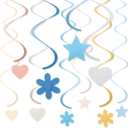 Breling 72 Pcs Boho Color Felt Rainbow Hanging Swirl Decorations Christmas Ceiling Streamer Colorful Flowers Stars Hearts Spiral Garland for Baby Shower Birthday Wedding Party Classroom Supplies