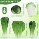 Woration Green Artificial Vegetables Set Lifelike Lettuce Broccoli Cabbage PU Food Model Decoration for Home Kitchen Shop Cabinet Supermarket Garden DIY Garland 5pcs