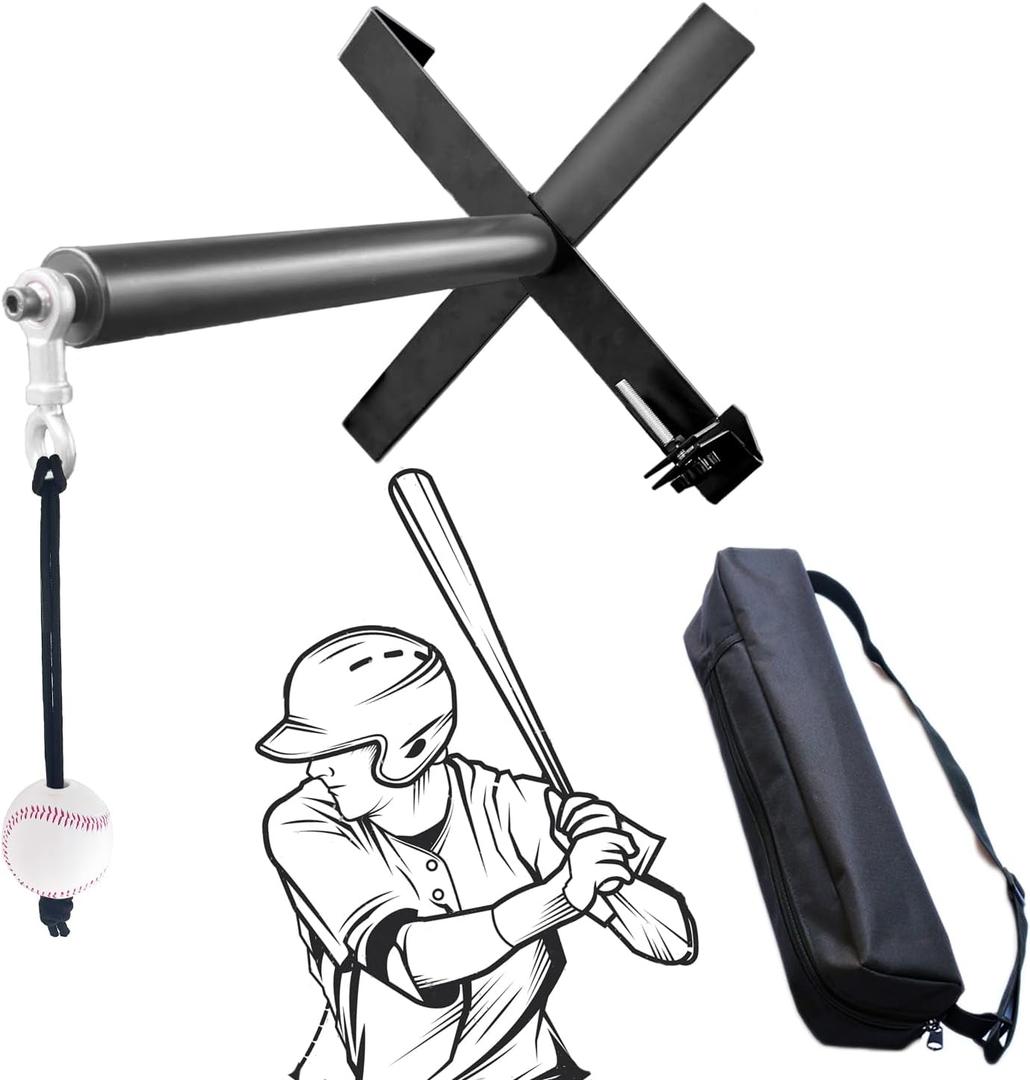 Portable Baseball/Softball Swing Trainer with The Tethered Ball, Hit Away Baseball Swing Trainer System, Easy Setup On Fence Hitting/Batting Trainer with Auto Reset.