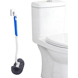 Modern Curved Toilet Brush with Wall Mount, White Handle with Gray Bristles, Long-Handled Design for Deep Cleaning, No-Stain Bathroom Cleaning Cleaning BrushSoft Fur Toilet BrushPlastic Material