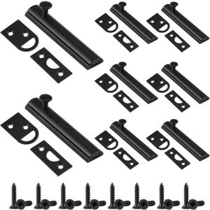 Lothee 8 Pcs 3" Surface Bolt Door Latches for Top of Door Solid Brass Bolt Latch, Door Slide Bolt Matte Black Lock