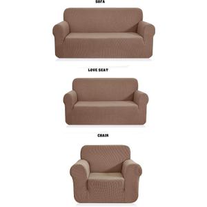 Fancy Collection 3pc Set Slipcover Set Furniture Cover Spandex Set Includes Sofa and Love-Seat and Chair Covers Solid Light Brown New