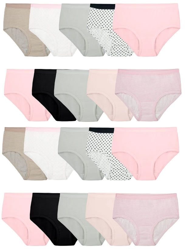 Girls' Tag Free Cotton Brief Underwear Multipacks Brief-20 Pack, Size 16