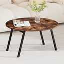 Folding Coffee Table Rustic Small Coffee Tables,Foldable Round Table for Small Spaces,Mid Century Wood Coffee Table for Living Room, Home, Office,Easy Assembly,Brown, 72 cm x 72 cm x 43 cm