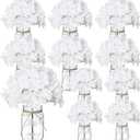 Flowers in Mason Jars for Table, 10 Set Artificial Hydrangea Table Centerpieces Glass Flowers Vases Decor for Home Party Wedding Farmhouse Bridal Shower Graduation Boho Decorative(White)
