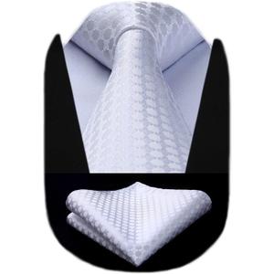 HISDERN Polka Dot Ties for Men Classic Silk Ties and Pocket Square Formal Business Necktie Handkerchief Wedding Party