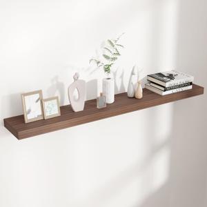 Floating Shelves for Wall, 48"W x 9"D x 1.5"H, 1 Pack of Long Wall Mounted Engineered Wood Shelves with Invisible Brackets for Living Room, Bedroom, Bathroom, Kitchen Decor and Storage, Walnut (48"W x 9"D, 1 pack)