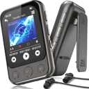 64GB Clip on MP3 Player with Bluetooth 5.3, Built-in Speaker, 2" HD Touchscreen, FM Radio, Voice Recorder, Portable Music Player for Running, Gym, Shuffle Audio Video, Up to 128GB MicroSD Card
