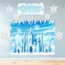 Halloween Trunk or Treat Car Decoration Kit for SUVTrunk or Treat Car Archway Garage Decoration with Snowflakes Theme Stickers Ice Snow Castle Background Cloth for Cars and SUV