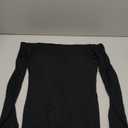 SUUKSESS Women Padded Off The Shoulder Tops Ribbed Long Sleeve Shirts Fall Basic (Large, Black)