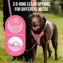 Escape Proof Dog Harness,Lightweight Full Body Harness for Walking Running Traning Hiking, Adjustable No Pull Pink Dog Harness with Lift Handle and 3 Leash Clip for Medium Large Dogs,Pink