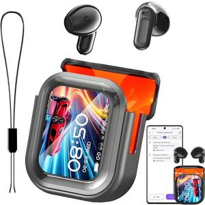 NE20 Earbuds, 2025 New NE20 AI Translation Earbuds in Real Time, Language Translator Headphones with LCD Touch Screen Audifonos Traductores Ingls Espaol Support 140 Languages for Travel Business
