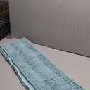 H.VERSAILTEX Bath Rugs for Bathroom Non Slip Bath Mats Extra Thick Chenille Striped Rug 20" x 32" Absorbent Non Skid Fluffy Soft Shaggy Washable Plush Mat for Indoor, Bath Room, Tub - Aqua Haze