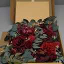 Artificial Wedding Arch Flowers Kit(Pack of 3),2Pcs Artificial Flower Arch Decor,1Pcs Sheer Drape for Wedding Ceremony Arbor for WeddingCeremony (Wine red Memory)