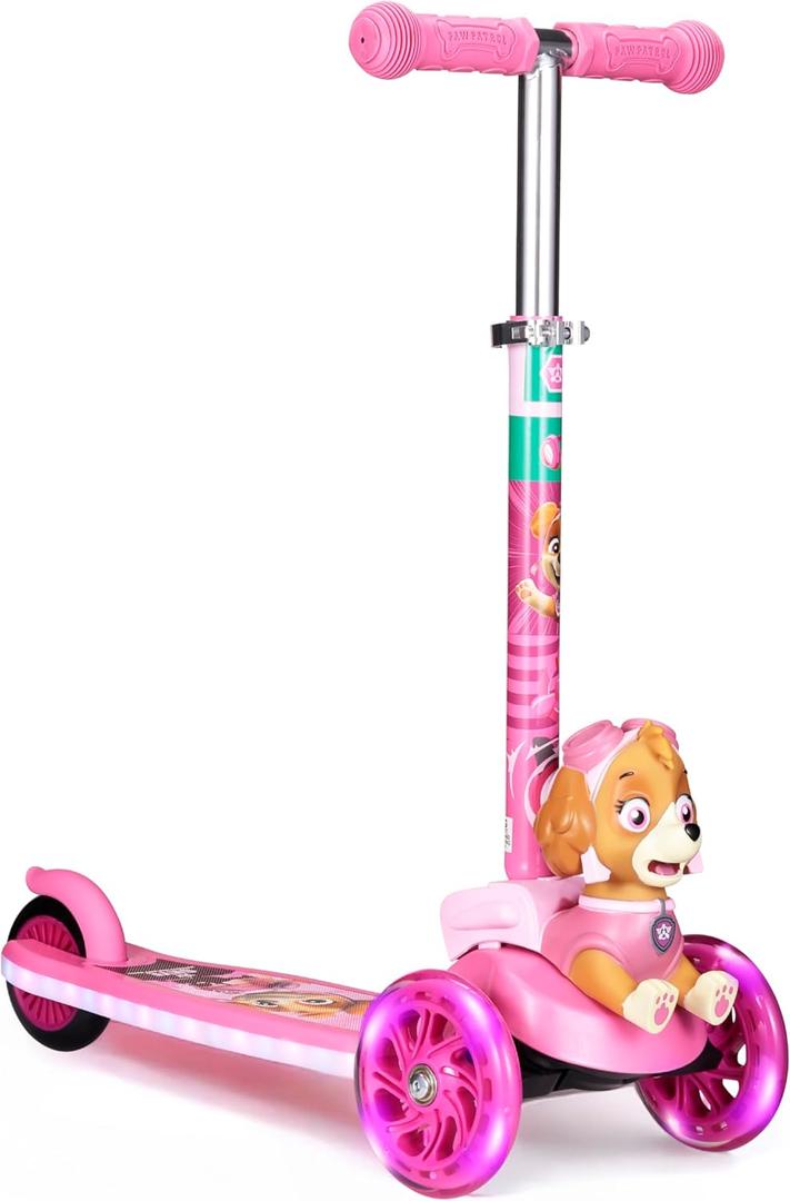 Voyager - Self-Balancing Toddler Kick Scooter, 3-Wheel Scooter with Light-Up Wheels, Extra Wide Deck, Foot Brake, Lean-to-Steer Design, 75 lb Limit, Ages 3+ (Skye)