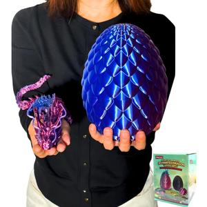 24'' Large 3D Printed Dragon Egg with Chinese Dragon Toy Inside, Reusable Big Dragon Egg for Fidget Play, Desk Decor & Storage, Collectible 2026 Graduation Gifts for Boys Girls Him Her (Red Blue)