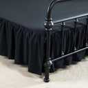 Bed Skirts King Size 12 Inch Ruffled Bed Skirt with Split Corners, 12 Inch Drop Dust Ruffle Bed Skirt with Platform, Black