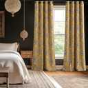 NICETOWN Curtains for Living Room 96 Inches Long 2 Panels, Room Darkening Curtains for Farmhouse, Thermal Insulated Privacy Drapes Oak Brown Botanical Floral Print Design, W52 per Panel