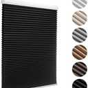 MYshade Blackout Cordless Cellular Shades Honeycomb Shade for Indoor Windows Room Darkening Black Blinds for Home Office Pull Down Window Shades Easy to Install 70 inch Wide, H72 Pleated Shade