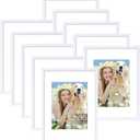 decorUhome 12x16 Picture Frame Set of 10, Display Photos 8.5x11 with Mat or 12x16 Unmatted for Picture Frames Collage Wall Decor, White