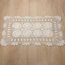 Beige Lace Table Runner, Handmade Crochet Table Runner, 23.6x15.75In Rectangular Lace Doilies for Wedding Living Room Kitchen Dining Decor (Beige)