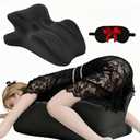 Ergonomic 27 Memory Foam Wedge Pillow for Back & Neck Support, Bed Rest Reading Cushion for Sitting, Watching TV, Posture & Pain Relief (Black)