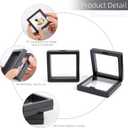 Framendino, 20 Pack Black 3D Floating Frame Display Case Challenge Coin 2.8x2.8x0.8 Holder Stands Jewelry Storage Box for AA Medallion Shells Gems