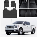 Bucket Seats SANBAN-AXE Floor Mats for Ford F-150 2015-2026 SuperCrew & 2022-2025 F-150 Lightning (No Fold Flat Storage) - Front & Rear TEP All Weather Truck mats