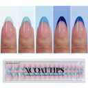BTArtboxnails XCOATTIPS French Tip Press On Nails - Blue Press On Nails Short, Almond Fake Nail Tips, 160Pcs Soak Off Soft Gel Acrylic Pink Nail Extension in 16 Sizes