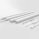 Leetdud Under Cabinet Lighting Plug in, 24 Inch 4 Pcs, Linkable AC120V 3CCT 3000K/4000K/5000K Ultra Slim, LED Under Cabinet Lights for Counter Light, Kitchen, Shelf, Sink, Workshop, Desk, White
