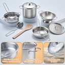 Kidsciety Pretend Play Accessories - 52pc Kids Kitchen Playset with Play Food, Stainless Steel Cookware, Toys Pots and Pans, Toddler Kitchen Set with Cuttable Toy Food - Boys and Girls Gift