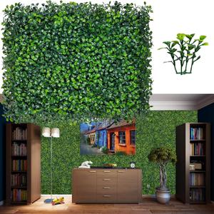 Artificial Grass Wall Backdrop Panels,16 X 12 in 24P(32 sqft) UV-Anti Greenery Boxwood Panels for Indoor Outdoor Green Wall Decor & Ivy Fence Covering Privacy