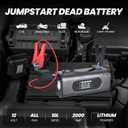8 in 1 Jump Starter with Air Compressor 2000A Mini Vacuum Cleaner, 12V Batterty Jumper Starter Portable (All Gas/10L Diesel)150PSI Air Pump for Inflation/Deflation Tire Inflator with 4 Modes LED Light