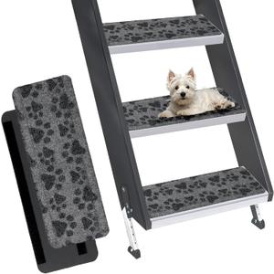 RUNROLE RV Step Covers 3 Pack Embossed Camper Stair Rugs Non Slip Carpet for Mobile Home - 19.5x7.5 Inches, Paws Patterns