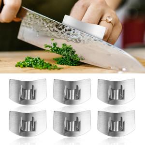 6pcs Stainless Steel Finger Guards for Cutting, Kitchen Chopping Finger Protector Tool Single Finger Ring Style Finger Cutting Shield Hand Protector for Slicing, Dicing, Chopping