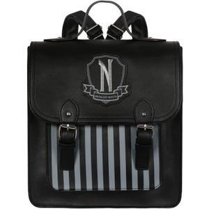 Addams Gothic Backpack Purse Faux Leather Black