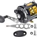 VBESTLIFE TR12000 All Metal Trolling Fishing Reel, High-Strength Bearings, Strong Body, Farther Throwing Distance, Carbon Fiber Brake Washer, Black, Ambidextrous, 55 Pounds Drag