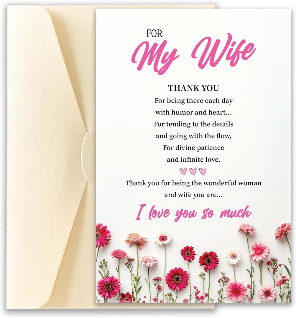 2 x POMELION Mother's Day Card for Wife from Husband - Meaningful Gift for Her Wifey on Mothers Day - Lovely Present Ideas from Husband Hubby - Greeting Card