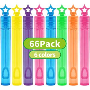 SpringFlower 66 Pieces Mini Bubble Wands,Bubble Party Favors Assortment Toys for Kids,Themed Birthday, Halloween, Goodie Bags, Carnival Prizes, Wedding,Outdoor Gifts for Girls & Boys