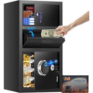 5.8 Cuft Biometric Depository Drop Safe for Business, Heavy Duty Fingerprint Safe Box with Quick Place Drop Slot, Digital Keypad and Spare Key, Drop Safes for Business Retail Mail Church