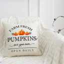 Fall Pumpkin Pillow Cover 18x18 Fall Decor Cushion Cover Autumn Stripe Throw Pillow Cover Thanksgiving Farmhouse Decorative Cushion Cases 18x18 Set of 4 (Dark Tones)