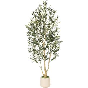 FEELEAD Olive Tree Artificial Indoor 6ft with Planter for Living Room Decor | Faux Olive Tree 6 Feet with Textured Trunk & Realistic Leaves, Tall Fake Olive Tree with Pot for Home Decor, Weighted Base