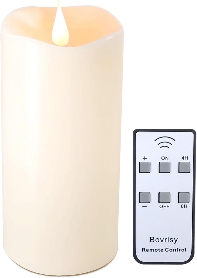 Battery Operated Flameless Candles with Remote Control Timer Flickering LED Candles with 3D Moving Flame Real Wax Fake 3"x 5" Ivory Realistic for Home Wedding, Festival Christmas Party Decoration