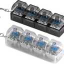 2 Pcs Keyboard Fidget Toy for Adults Fidget Clicker Decompression Fidget Keychain Stress Relief Presents for Adult to Relief Stress Pass The TimeBlack and White (Blue Switch, No Light)