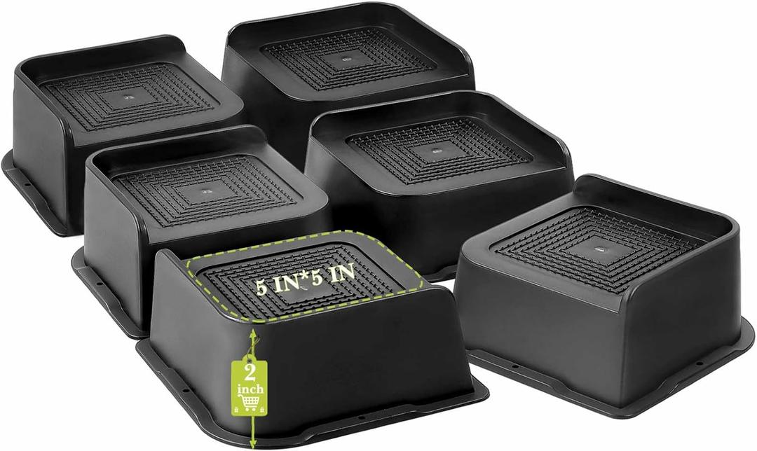 Bed Risers 1 inch, 2 inch, 3 inch, 4 inch, 6 inch, 8 inch Heavy Duty, Oversized Furniture Riser for Couch Sofa Table Chair Leg Frame Dorm, Support up to 6000 Lbs (Black 6 Pack, 2 inch)