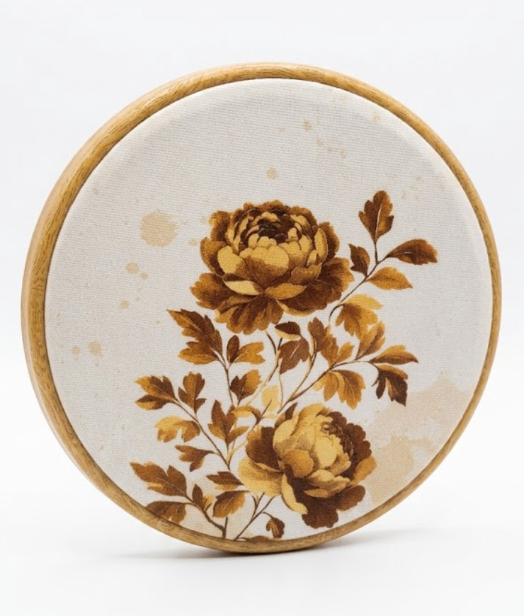 Neutral Vintage Floral Round Wall Art